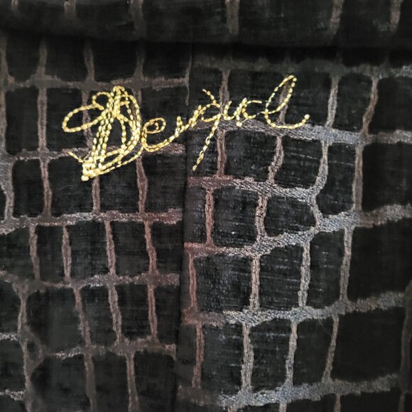 Desigual Black & Brown Textured Faux Croc Button-Down Midi Coat - Size 36 - Picture 4 of 10